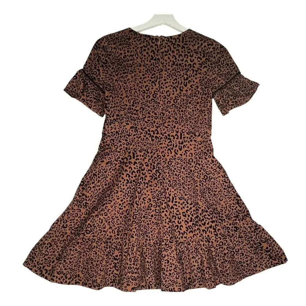 Girls Gap Leopard Print Lightweight Corduroy Ruffle Twirl Fall Dress Sz XL 12